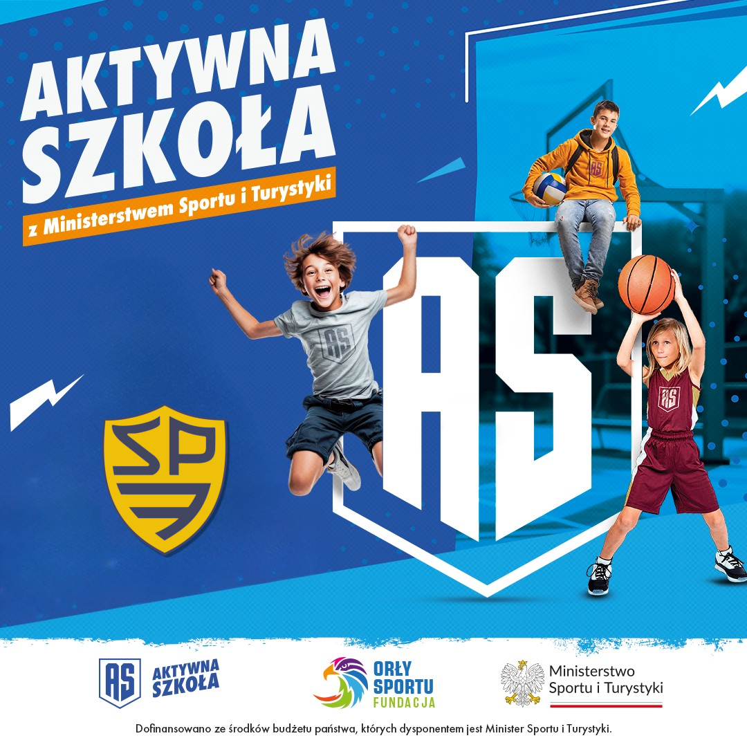 Plakat aktywna szkoła z ministrem transportu i turystyki