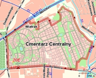 mapka cmentarza centralnego